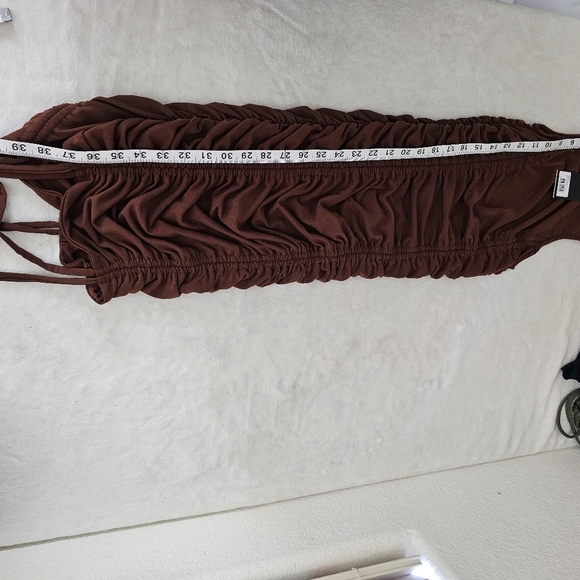 BY.DYLN Hailey Dress in Chocolate Ruched Drawstring Bodycon Size S NWT - Picture 8 of 9